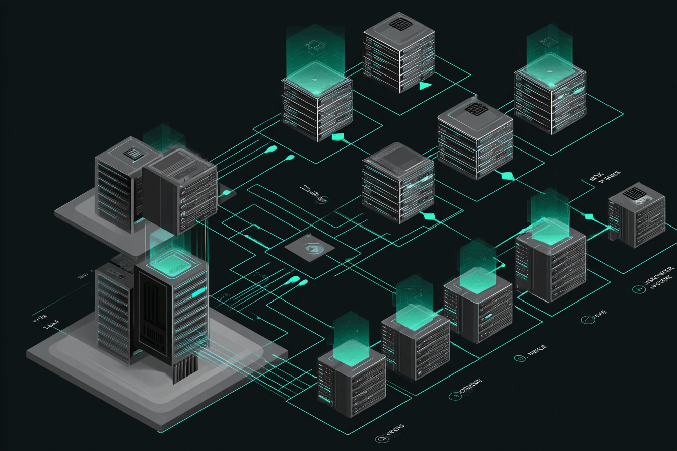 Diagram showing a physical server split into multiple virtual private servers