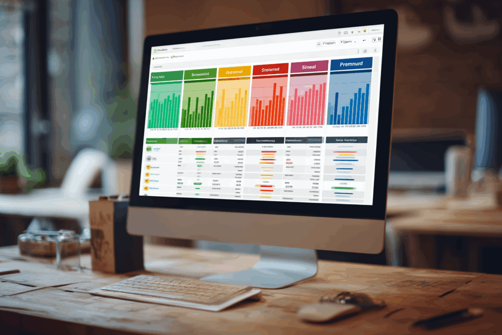 Comparison table on screen showing Basic, Standard, and Premium columns