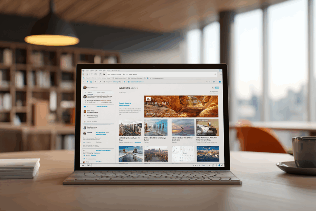 SharePoint team site page with a document library and quick links