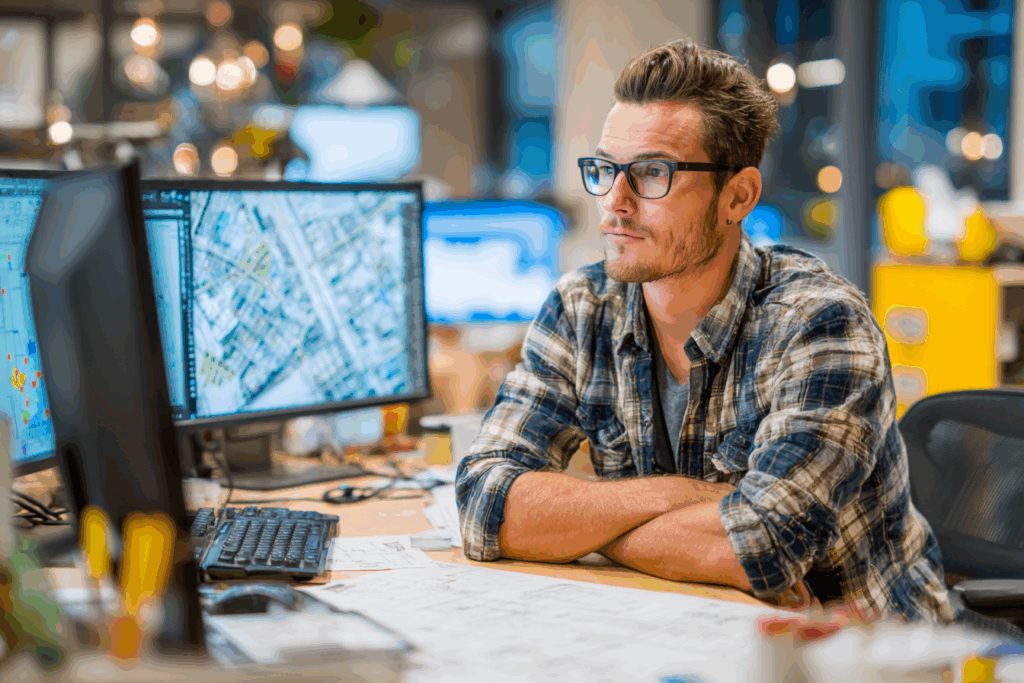 technician coordinating IT project planning in an office
