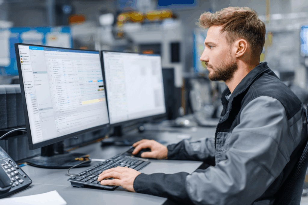 Technician reviewing open tickets on a service desk dashboard